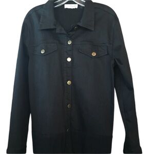 Noelle size large -XL  black denim shirt jacket black lace back oversized
